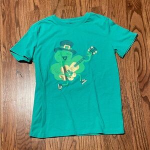 Cat & Jack Green Short Sleeve Tee with Gold Shamrock Guitar Graphic